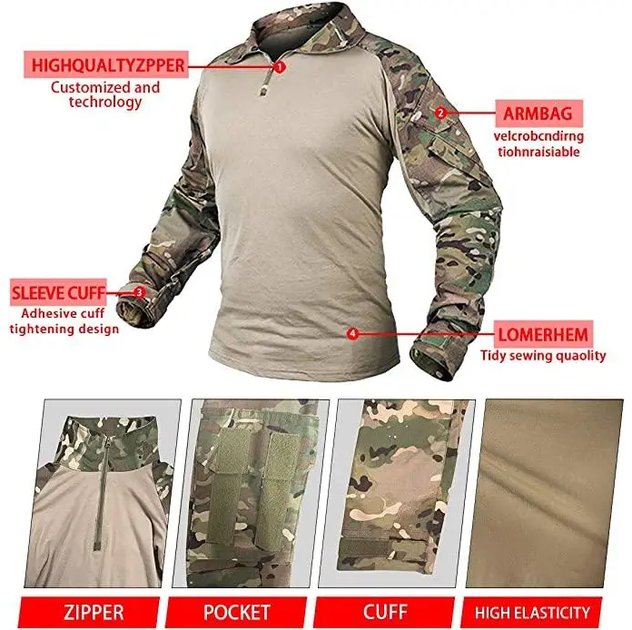 Тактичний демісезонний військовий костюм форма Han Wild убакс+налокітники, штани+наколінники, панама мультикам р.M - зображення 2