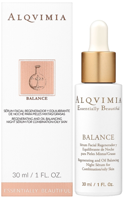 Serum do twarzy Alqvimia Balance Regenerating And Oil Balancing Night Serum For Combination Oily Skin 30 ml (8420471012173) - obraz 1