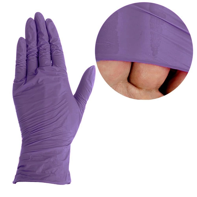 Рукавички UNEX нітровінілові без тальку (набір рукавичок), фіолетовий, розмір S, 100 шт (0102038) - зображення 1