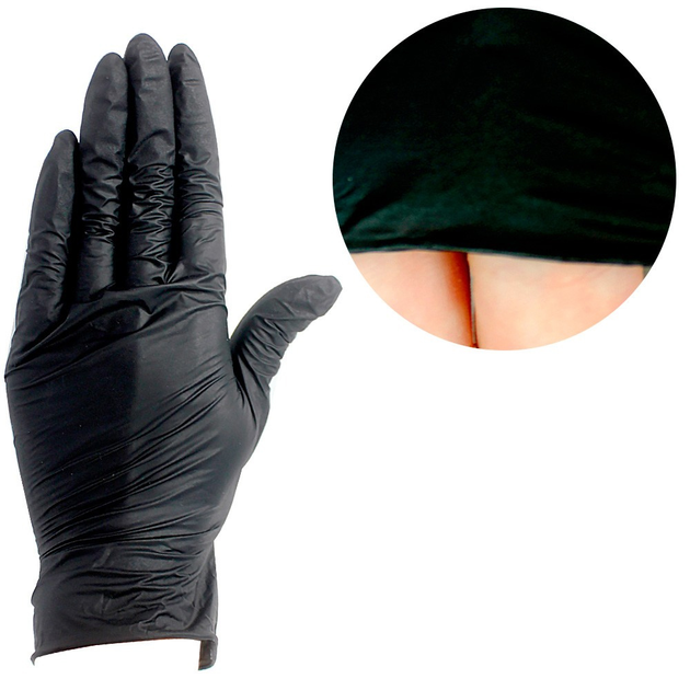 Перчатки нитриловые без талька Med Touch black S,100 шт (0131002) - изображение 1