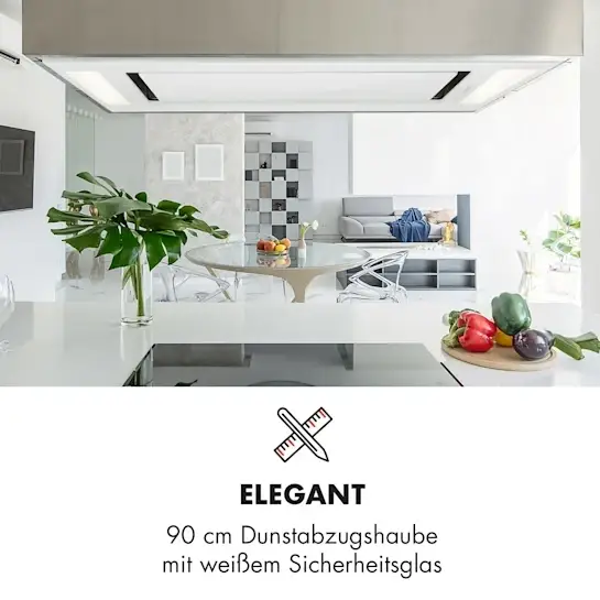 Вытяжка Klarstein Remy потолочная встроенная 90 см 619 м³/ч 230Вт 3 уровня дистанционное управление - изображение 2