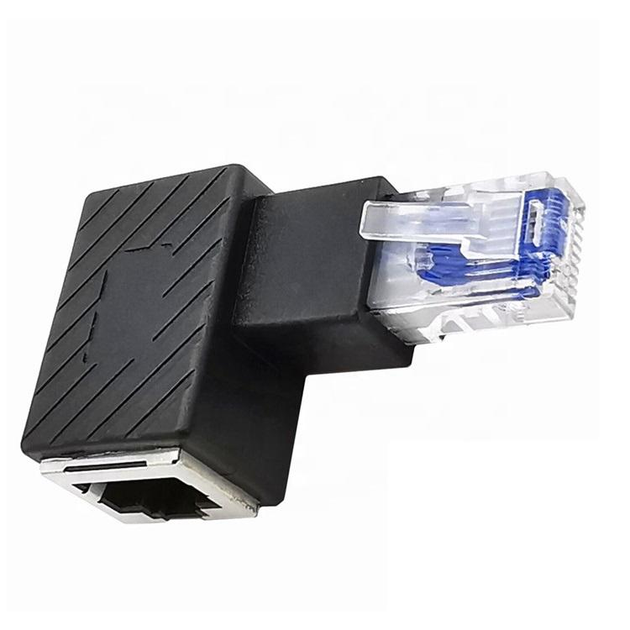 Перехідник мережевий RJ45 UTP6,M/F адаптер кутовий 90ёвправо,чорний (62 ...