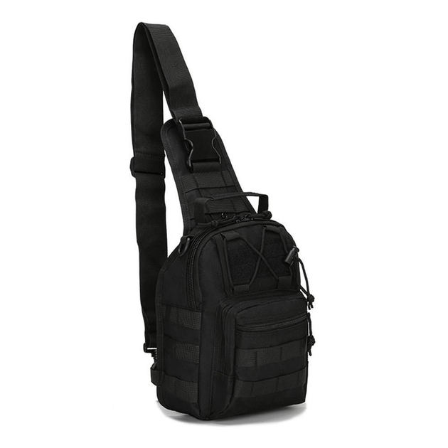 Військовий рюкзак на одне плече для зсу тактична армійська сумка - рюкзак чорна - зображення 1