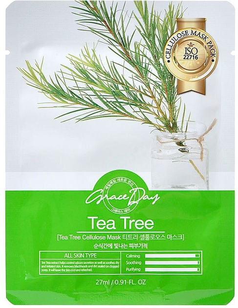 Тканевая маска для лица с чайным деревом - Grace Day Traditional ...