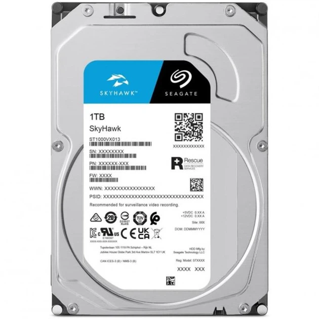 Накопичувач HDD SATA 1.0TB Seagate SkyHawk 5400rpm 256MB
