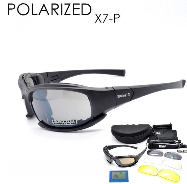 Daisy X7-X Black Захисні тактичні окуляри + 7 комплектів лінз. товщина лінз 2 мл-збільшена товщина - зображення 1