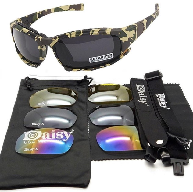 Daisy X7-X камуфляж Захисні тактичні окуляри + 7 комплектів лінз. товщина лінз 2 мл-збільшена товщина - зображення 1