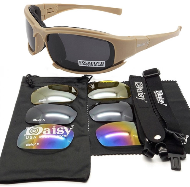 Daisy X7-X койот тактические очки+ 7 комплектов линз.толщина линз 2 мл-увеличинная толщина - изображение 1