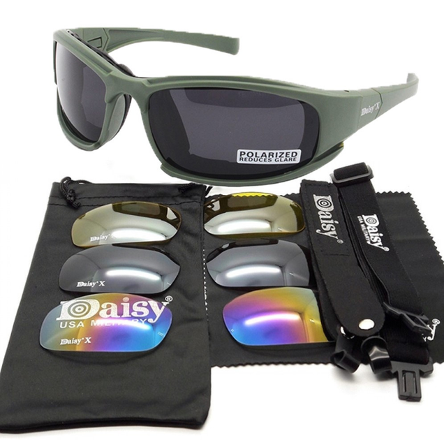 Захисні тактичні окуляри + 7 комплектів лінз Daisy X7-X олива товщина лінз 2 мл-збільшена товщина - зображення 1