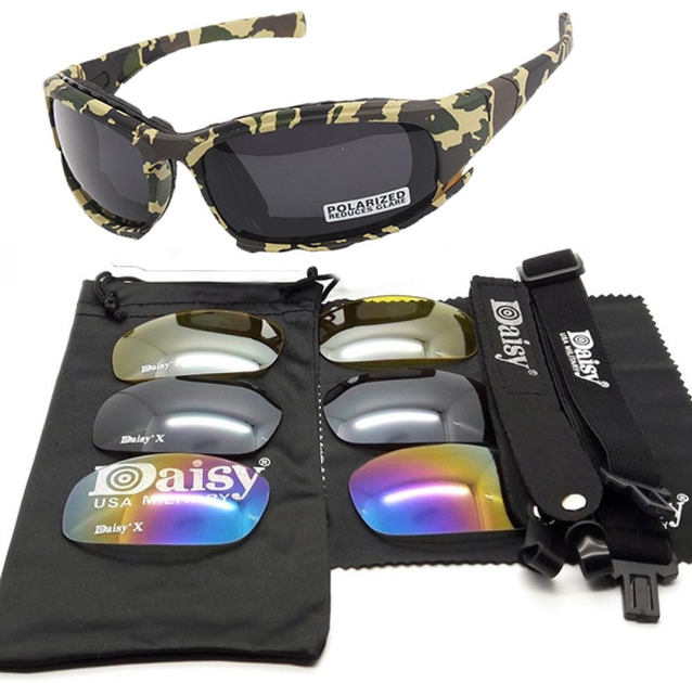Захисні тактичні окуляри + 7 комплектів лінз Daisy X7-X камуфляж товщина лінз 2 мл-збільшена товщина - зображення 1