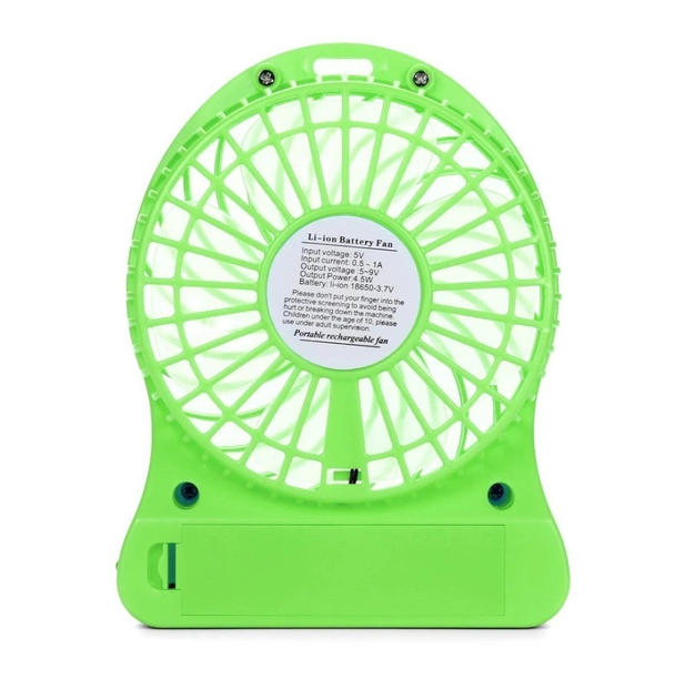 Вентилятор настольный аккумуляторный 18650 USB диаметр 10см Portable Fan Mini зеленый - изображение 3