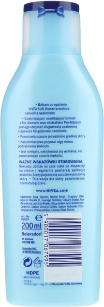Balsam po opalaniu Nivea Sun After Sun Bronze Bio Aloe Vera&Pro-Melanin Extract 200 ml (5900017067995) - obraz 2