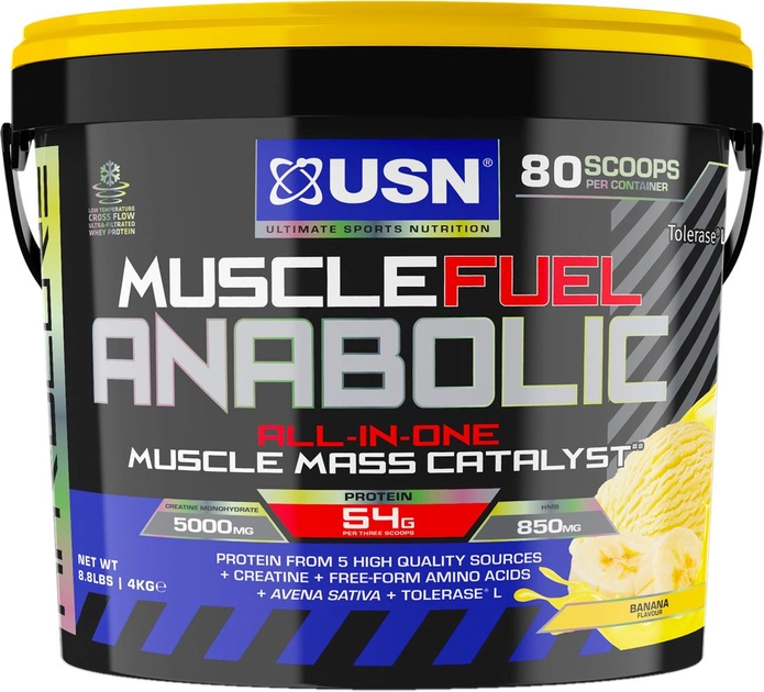Gainer USN Muscle Fuel Anabolic 4000 g Banana (6009702509860) - obraz 1