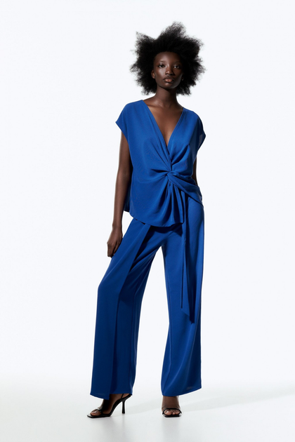 Royal blue store jumpsuit zara