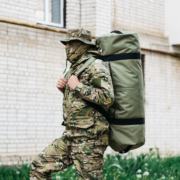 Сумка баул военная, баул армейский Оксфорд олива 100 л тактический баул, тактический баул-рюкзак - изображение 1