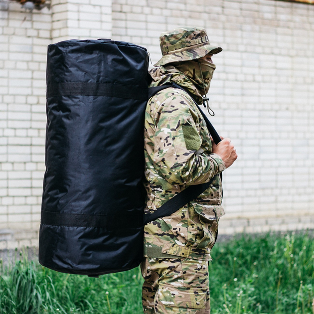 Сумка баул військова, армійський баул Оксфорд чорний 120 л тактичний баул, тактичний баул-рюкзак - зображення 2