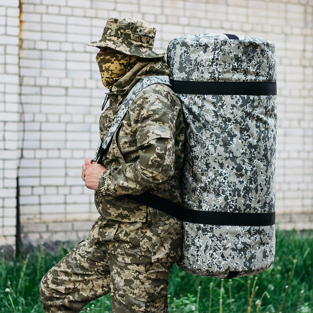 Баул-сумка военная, баул армейский Оксфорд пиксель 120 л тактический баул, тактический баул-рюкзак - изображение 1
