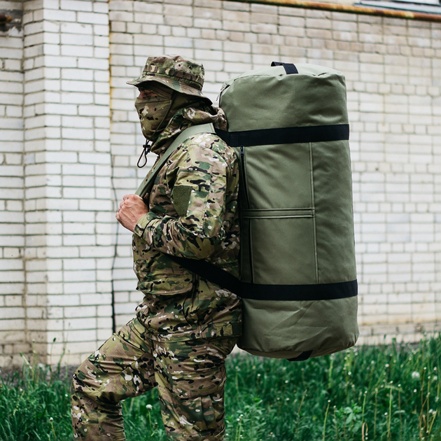 Сумка баул военная, баул армейский Оксфорд олива 120 л тактический баул, тактический баул-рюкзак - изображение 1