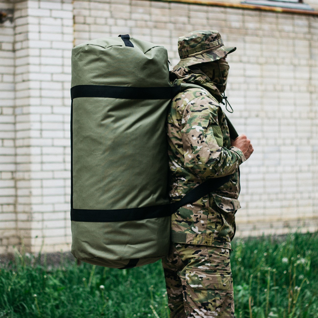 Сумка баул военная, баул армейский Оксфорд олива 120 л тактический баул, тактический баул-рюкзак - изображение 2