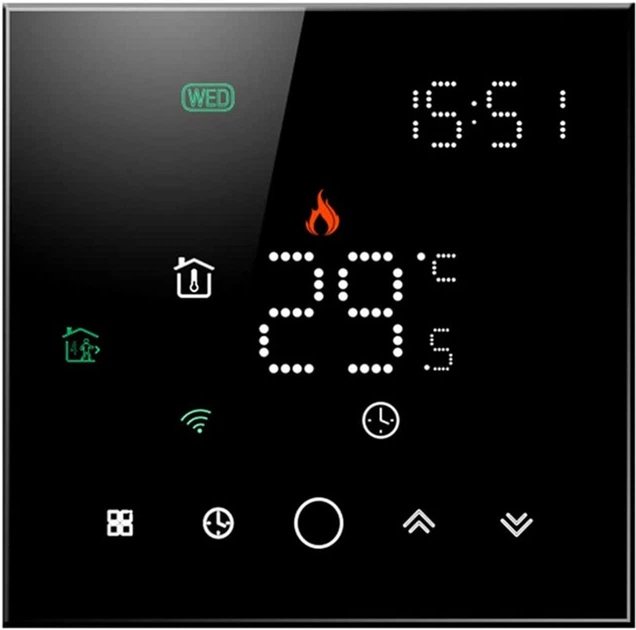 Програмований термостат Tuya Wi-Fi Чорний (HS082062) - зображення 2