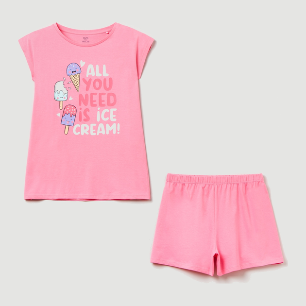 Піжама літня дитяча (футболка + шорти) OVS 1802867 158 см Рожева (8056781092194) - зображення 1