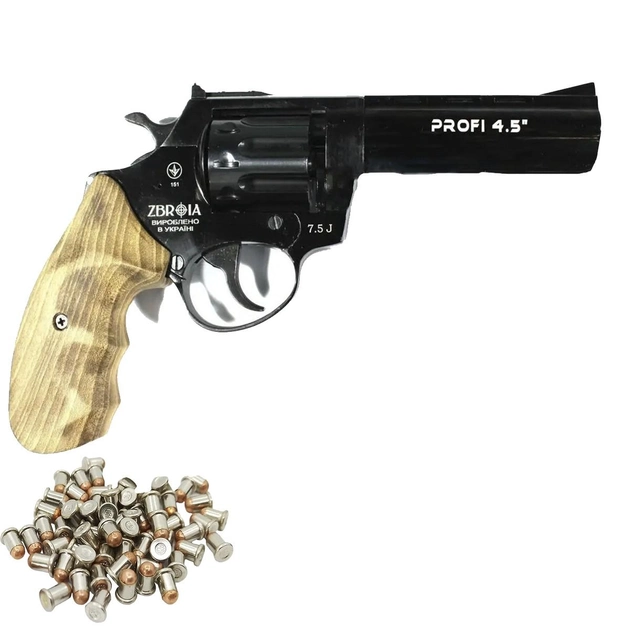 Револьвер под патрон Флобера Profi 4.5" черный дерево - зображення 1