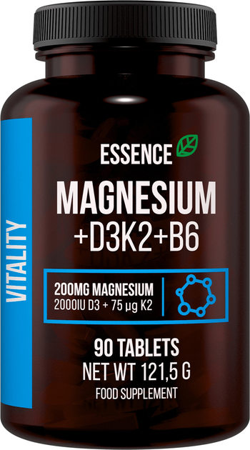 Witaminy Essence Magnesium + D3K2 + B6 90 tabletek (5902811810463) - obraz 1
