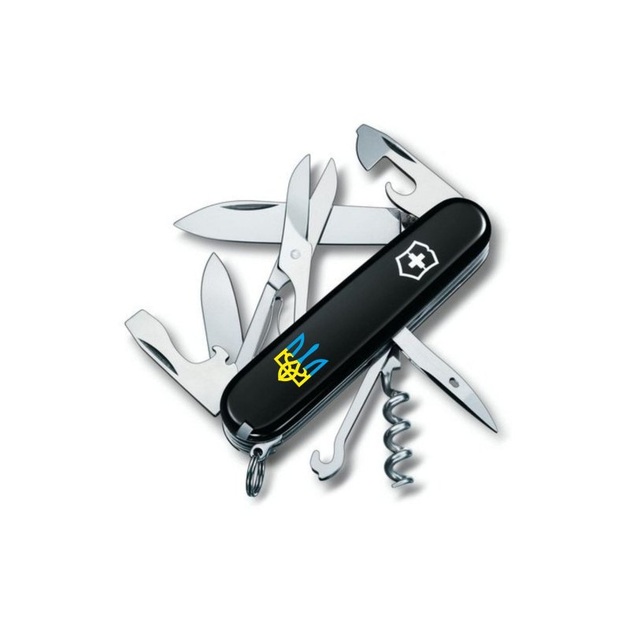 Ніж Victorinox Climber Ukraine Black "Тризуб Жовто-Голубий" (1.3703.3_T0016u) - зображення 1