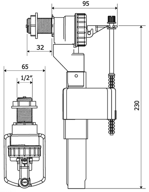 Впускной механизм KK POL ZN2/102 с боковой подводкой металл 1/2" - изображение 2