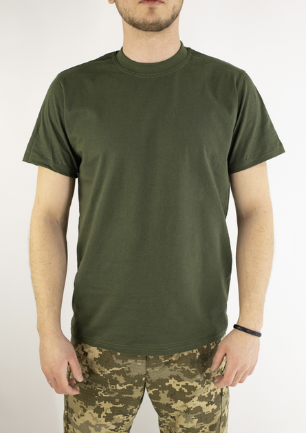 Хлопковая военная футболка олива, 46 - изображение 1