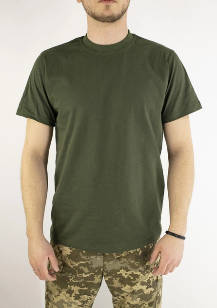 Хлопковая военная футболка олива, 48 - изображение 1