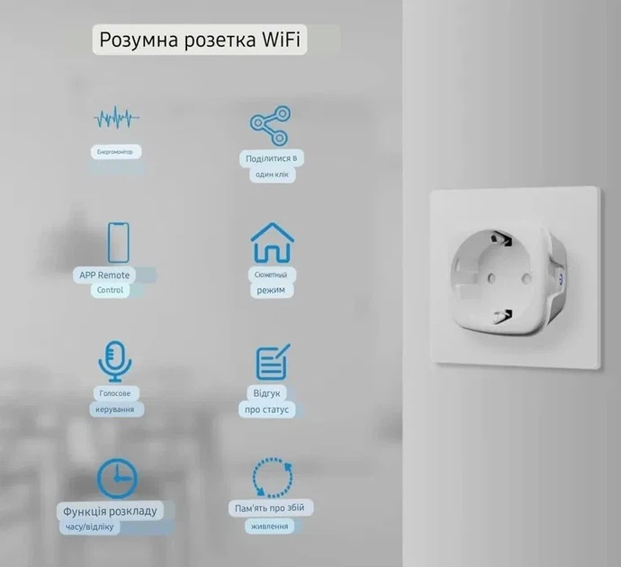 Розумна WiFi розетка Smart plug 20А чорно-біла - зображення 5