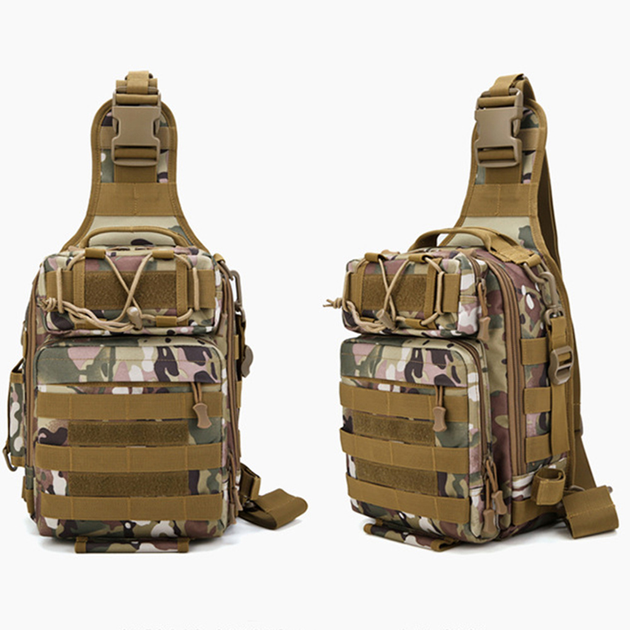 Тактическая сумка через плечо рюкзак однолямочный тактический Hawk камуфляж мультикам17л - изображение 1