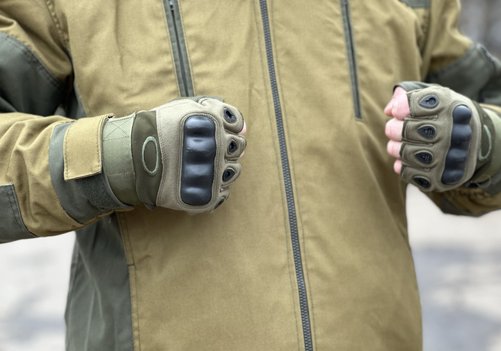 Тактические безпалые перчатки Tactic армейские перчатки с защитой костяшек размер XL цвет Олива (oakley-olive-xl) - изображение 2