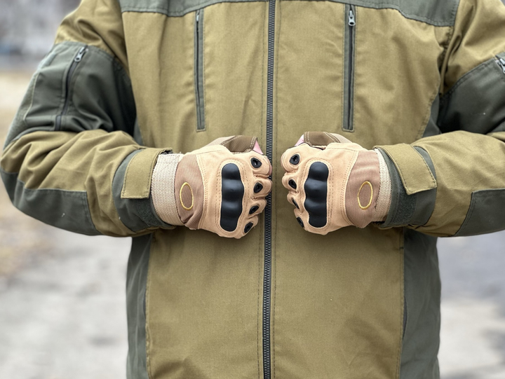 Тактичні безпальні рукавички Tactic армійські рукавички із захистом кістячок розмір L колір Койот (oakley-coyote-L) - зображення 2