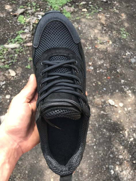 Тактичні літні кросівки сітка колір чорний 40 - изображение 2