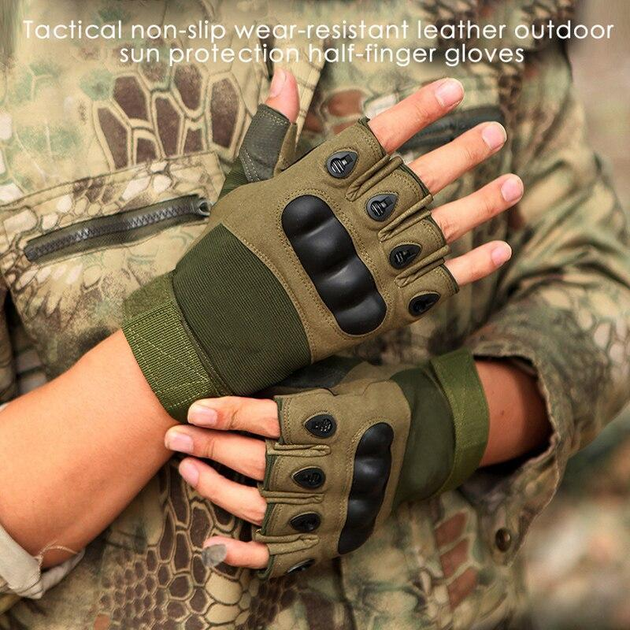 Военные штурмовые перчатки без пальцев Оливка - XL (Kali) - изображение 2