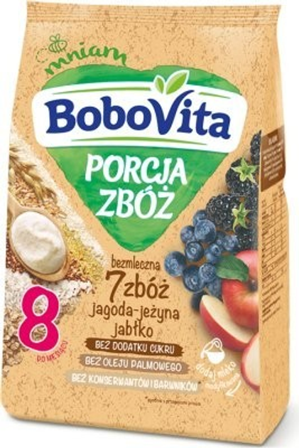 Безмолочна каша Bobovita 7злаків яблуко,чорниця,ожина 8міс. (41181) - зображення 1