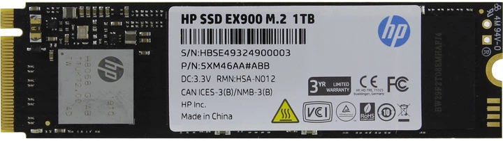 SSD диск HP EX900 1TB NVMe 1.3 M.2 2280 PCIe 3.0 x4 3D V-NAND TLC