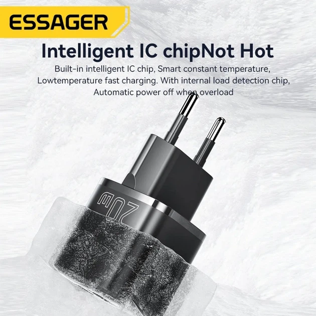 Сетевое зарядное устройство Essager 20W GaN mini Type c (PD)+ USB (QC3.0) 20w - изображение 11