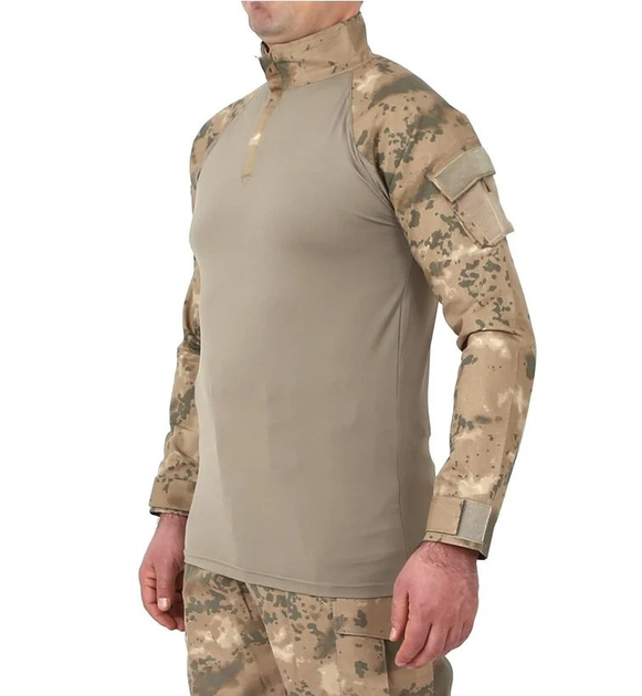 Мужская тактическая боевая рубашка с длинным рукавом для военных и армии ВСУ Бежевый камуфляж L - изображение 1