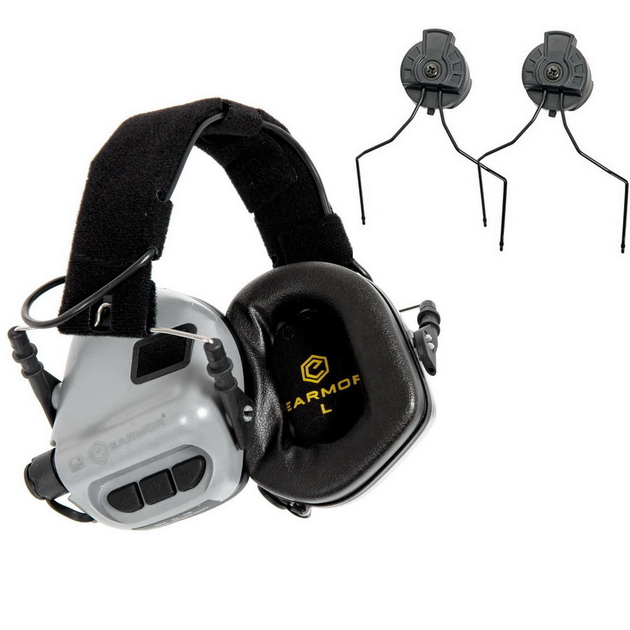 Навушники Активні Earmor M31 Grey + кріплення на шолом Earmor M11 (151381) - зображення 1