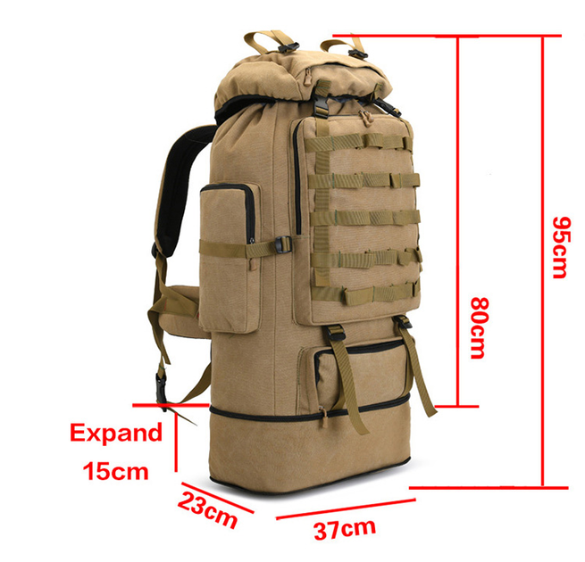 Рюкзак тактический туристический раздвижной XS-F22 100л койот - изображение 2
