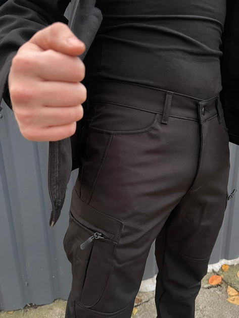 Тактические теплые штаны Softshell Черный М (Kali) - изображение 2