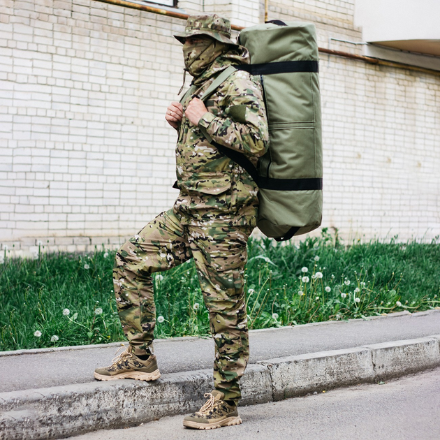 Сумка-баул-рюкзак, баул армейский Оксфорд 100 л тактический баул, олива - изображение 1