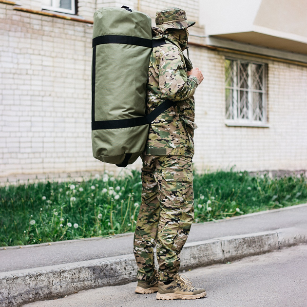Сумка-баул-рюкзак, баул армейский Оксфорд 100 л тактический баул, олива - зображення 2