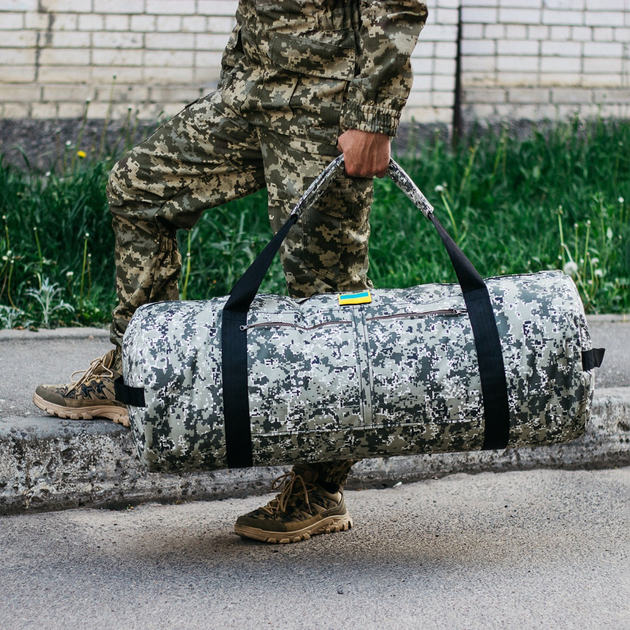 Сумка-баул-рюкзак, баул армійський Оксфорд тактична на 100 л Піксель - зображення 1
