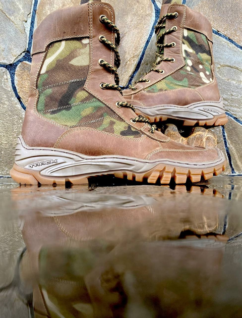 Берці черевики тактичне взуття полегшені Літо натуральна гідрофобна шкіра посилена п’ята та носок Мультикм р 47 - зображення 1