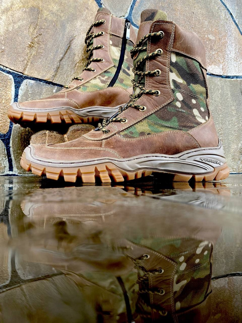Берці черевики тактичне взуття полегшені Літо натуральна гідрофобна шкіра посилена п’ята та носок Мультикм р 47 - зображення 2