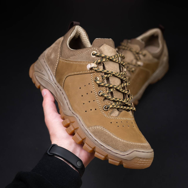 Ботинки кроссовки тактическая обувь легкие (лето) натуральная гидрофобная кожа усиленная пятка и носок Койот 45 - изображение 2